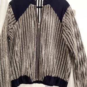 Elvi Navy & White Striped Zip Jacket